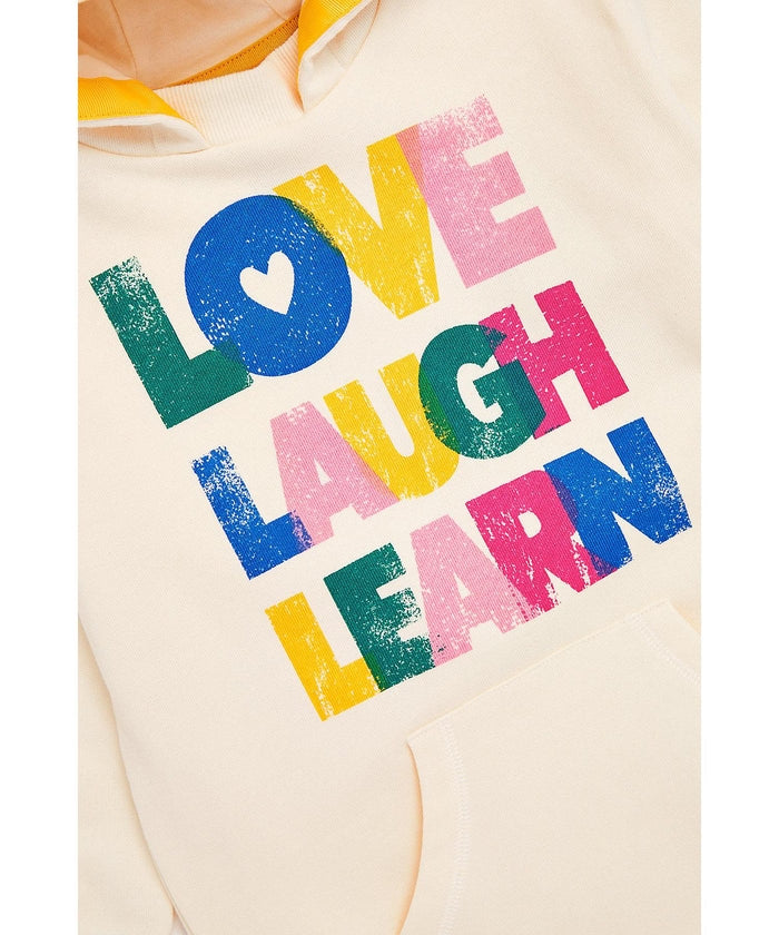 "Love Laugh Learn" Sweatshirt Dress w/Hood