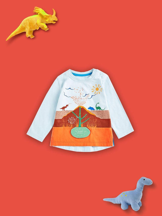 Kids Volcano Scene Long-Sleeve T-Shirt