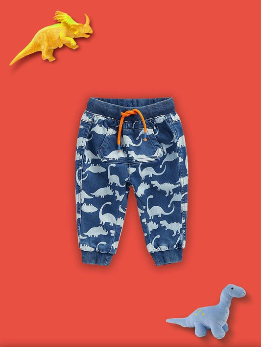 Wide Elasticated Waistband Joggers in Blue