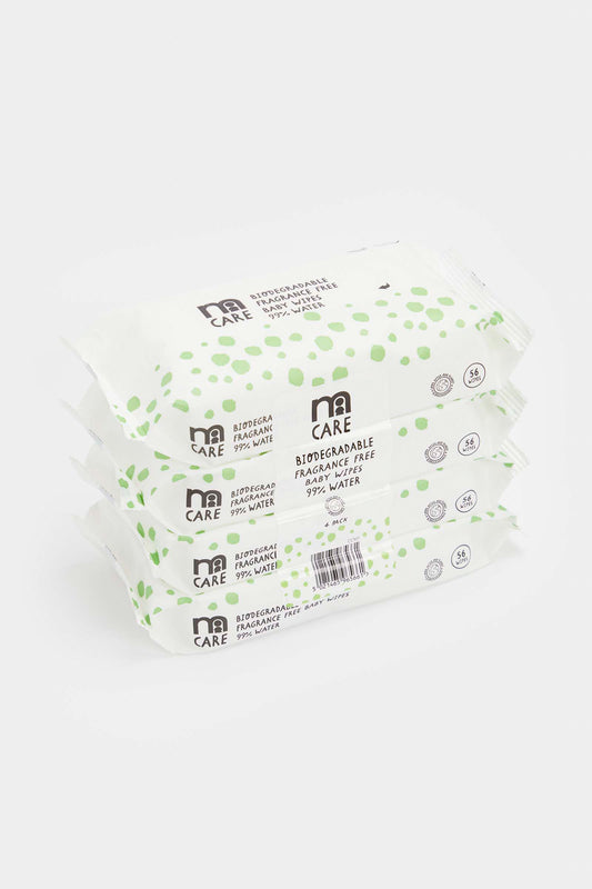 4Pk Biodegrad Fragrance Free Wet Wipes 56Pc