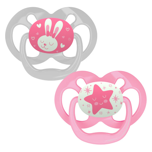 Dr Brown Advantage Glow In The Dark Pacifier 6-12M -Pink