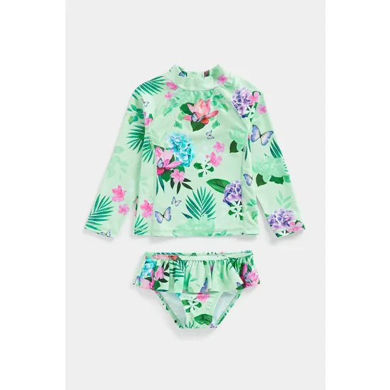 Floral Sunsafe Swim Set in Turquoise