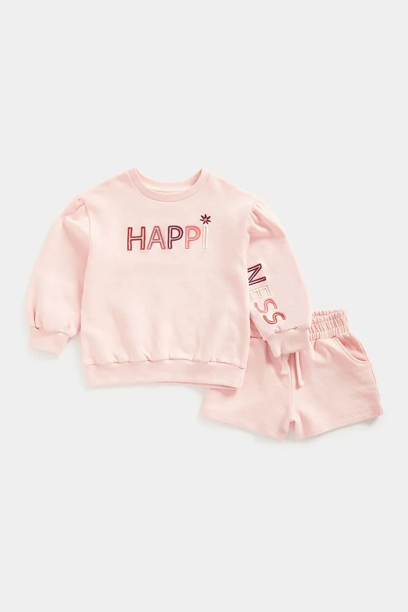 Pink Sweat Top And Shorts Set