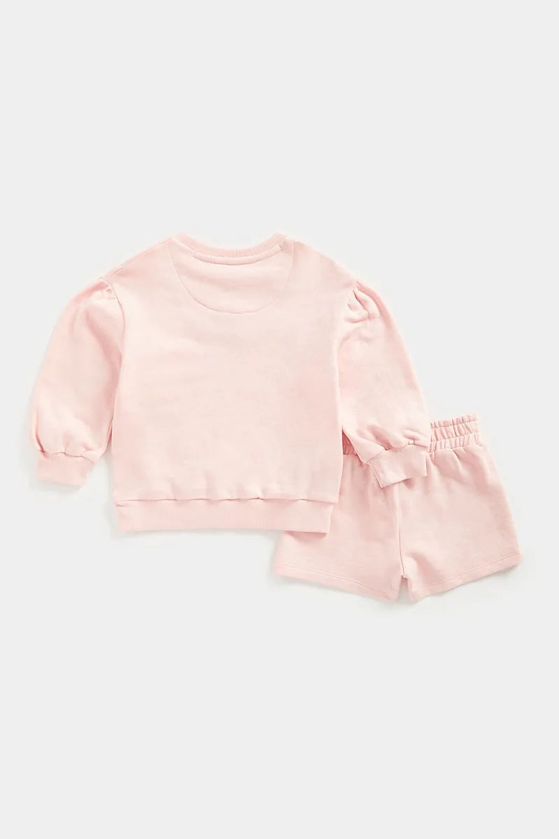 Pink Sweat Top And Shorts Set