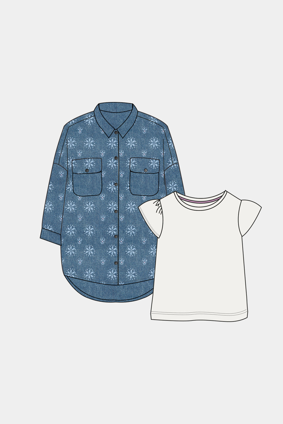 Denim Shirt and T-Shirt Set