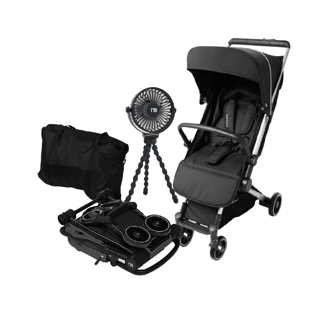 Compact Stroller Black  with Travel Bag & stand fan