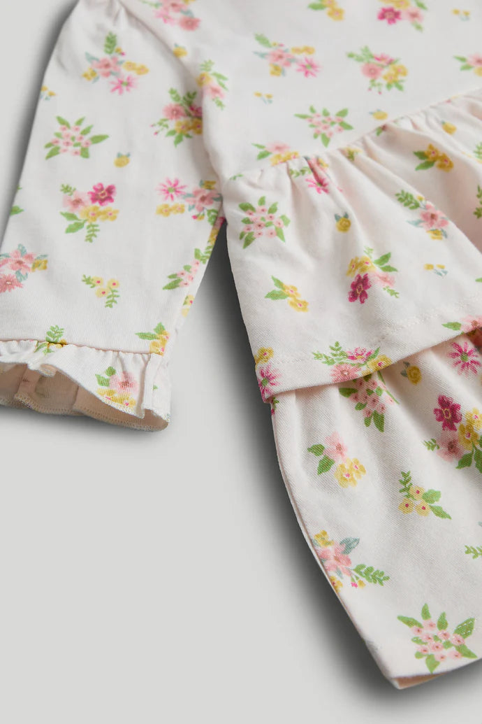 Floral Tiered Cotton Jersey Dress