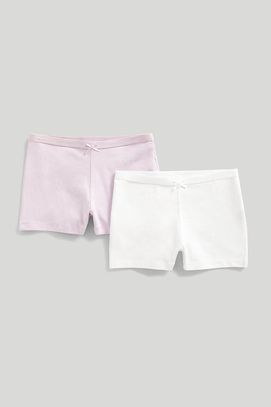 Girls Boyshort Panties Purple & White 2pk