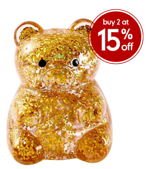 J'adore Glitter Squeezy Bear - Yellow