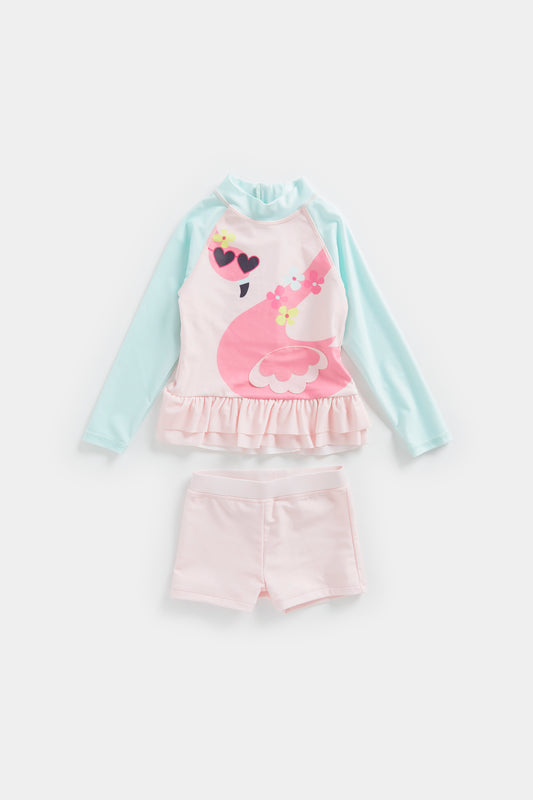MG SWIM FLAMINGO RASH VEST AND SHORT SET
