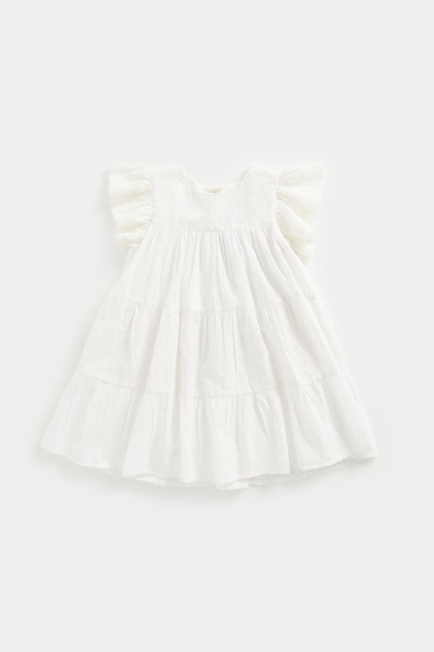 MG SC MIXED BRODERIE TIERED DRESS WHITE