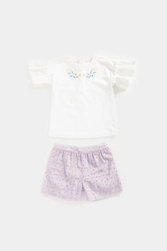 MG FF SS TEE AND BRODERIE SHORT SET
