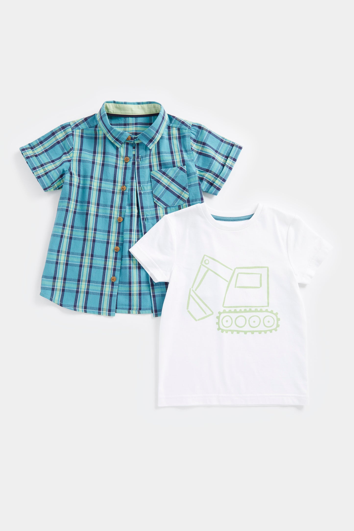 Mb Checkered Shirt And T Shirt Set