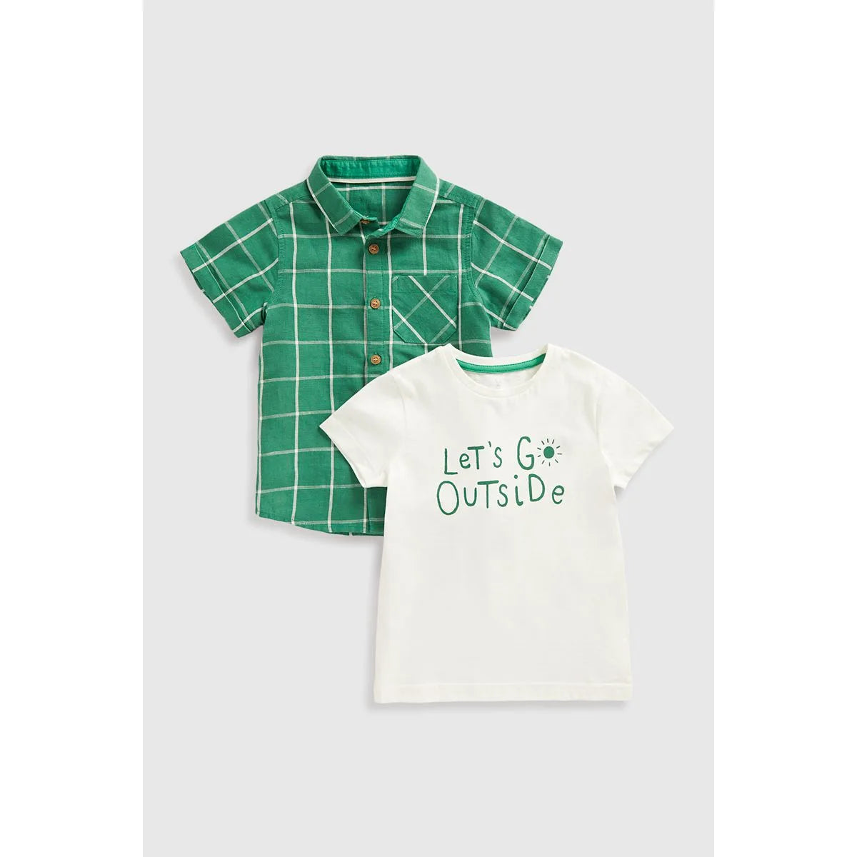 Mb Checkered Shirt And T Shirt Set