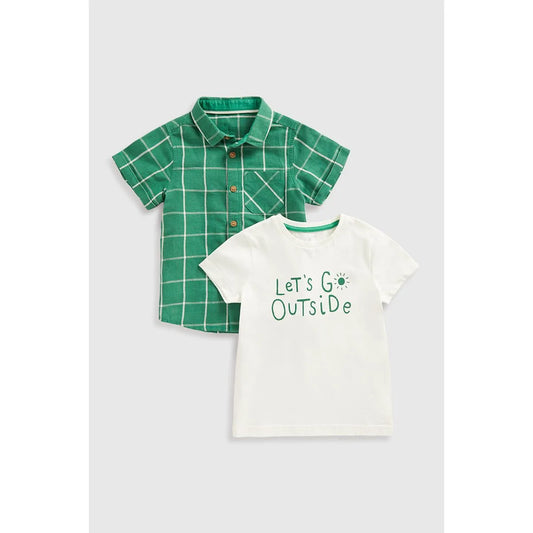 Mb Checkered Shirt And T Shirt Set