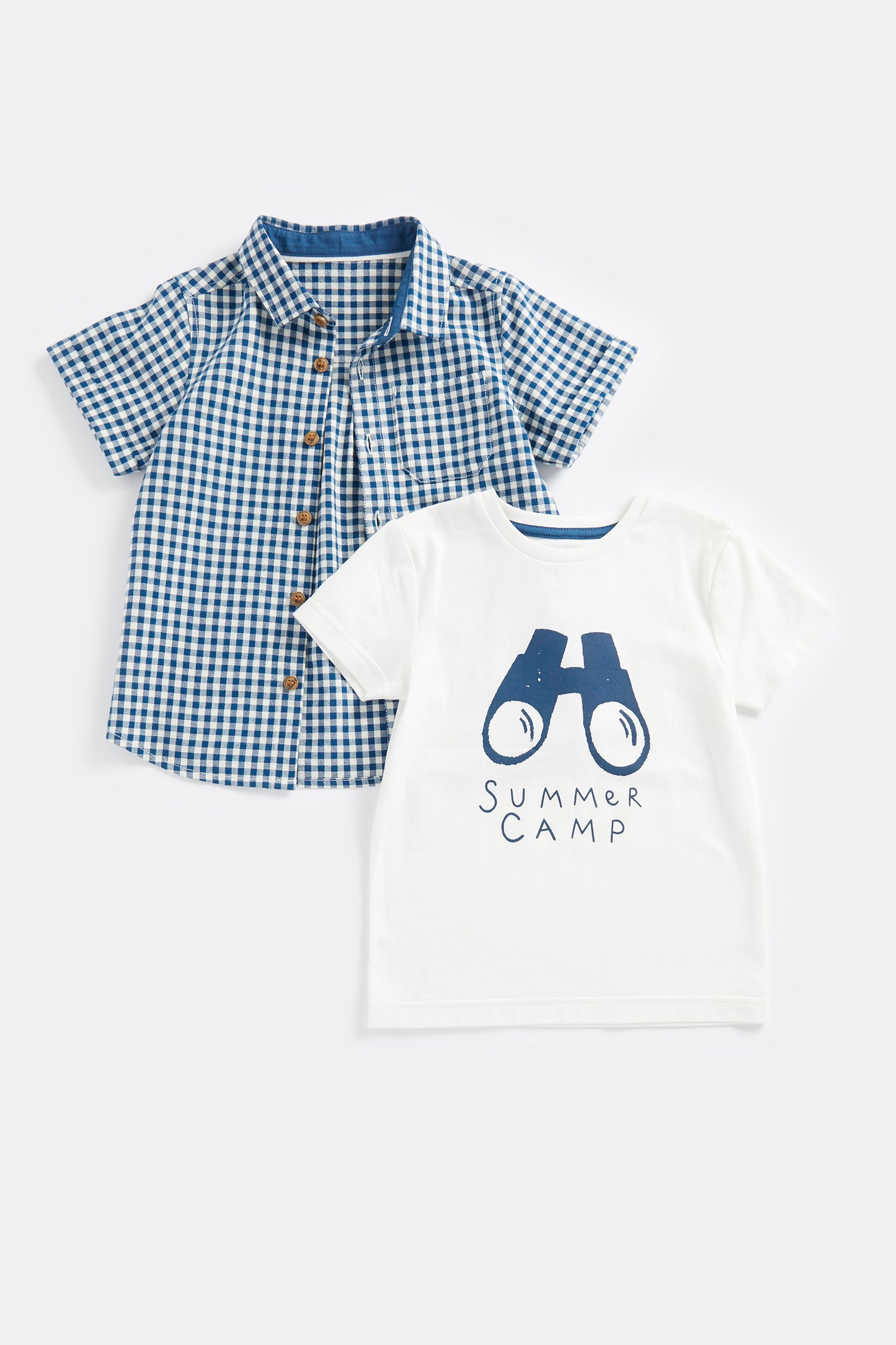 Mb Checkered Shirt And T Shirt Set