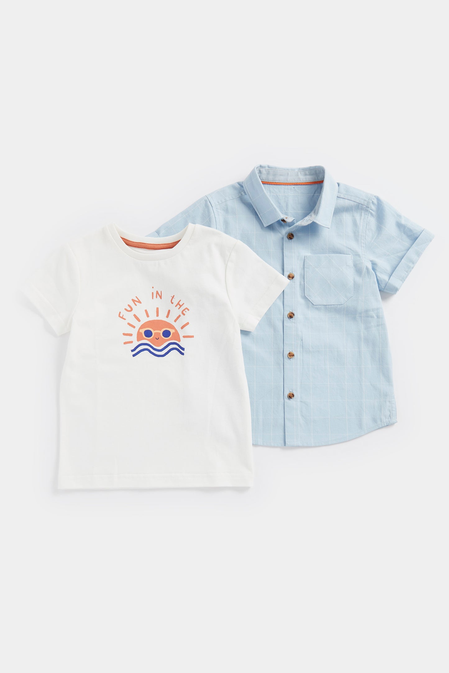 Mb Checkered Shirt And T Shirt Set