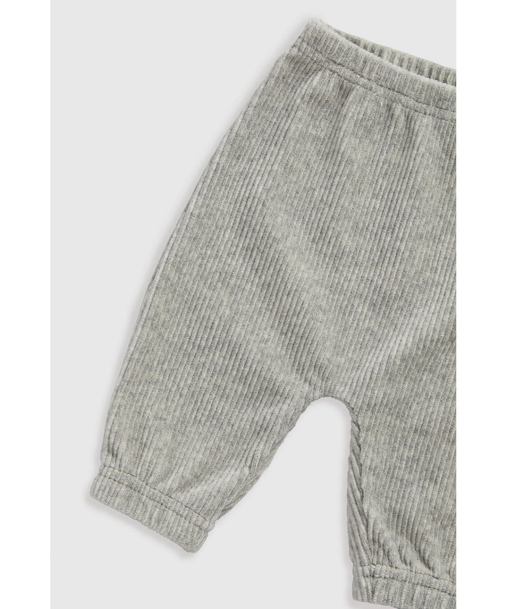 Grey Ribbed Velour Sweat Top and Joggers