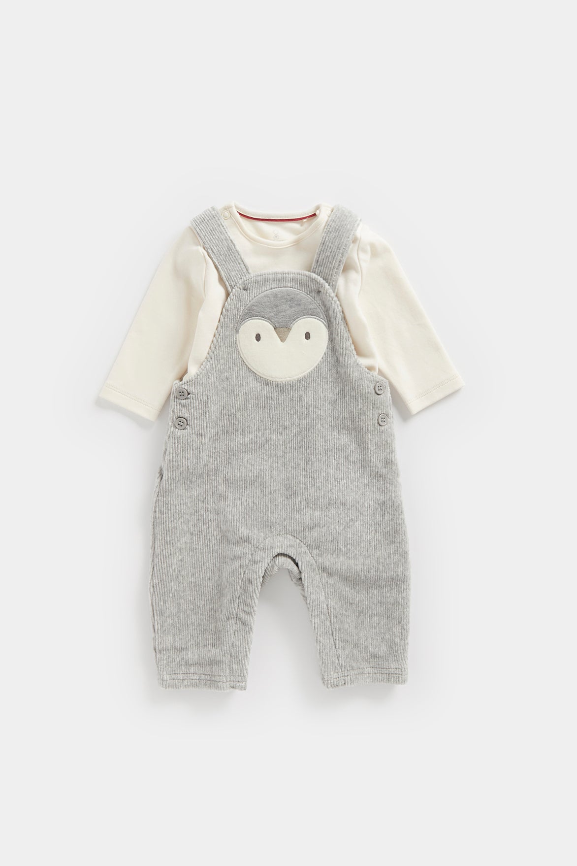 Penguin Velour Dungarees and Bodysuit Set