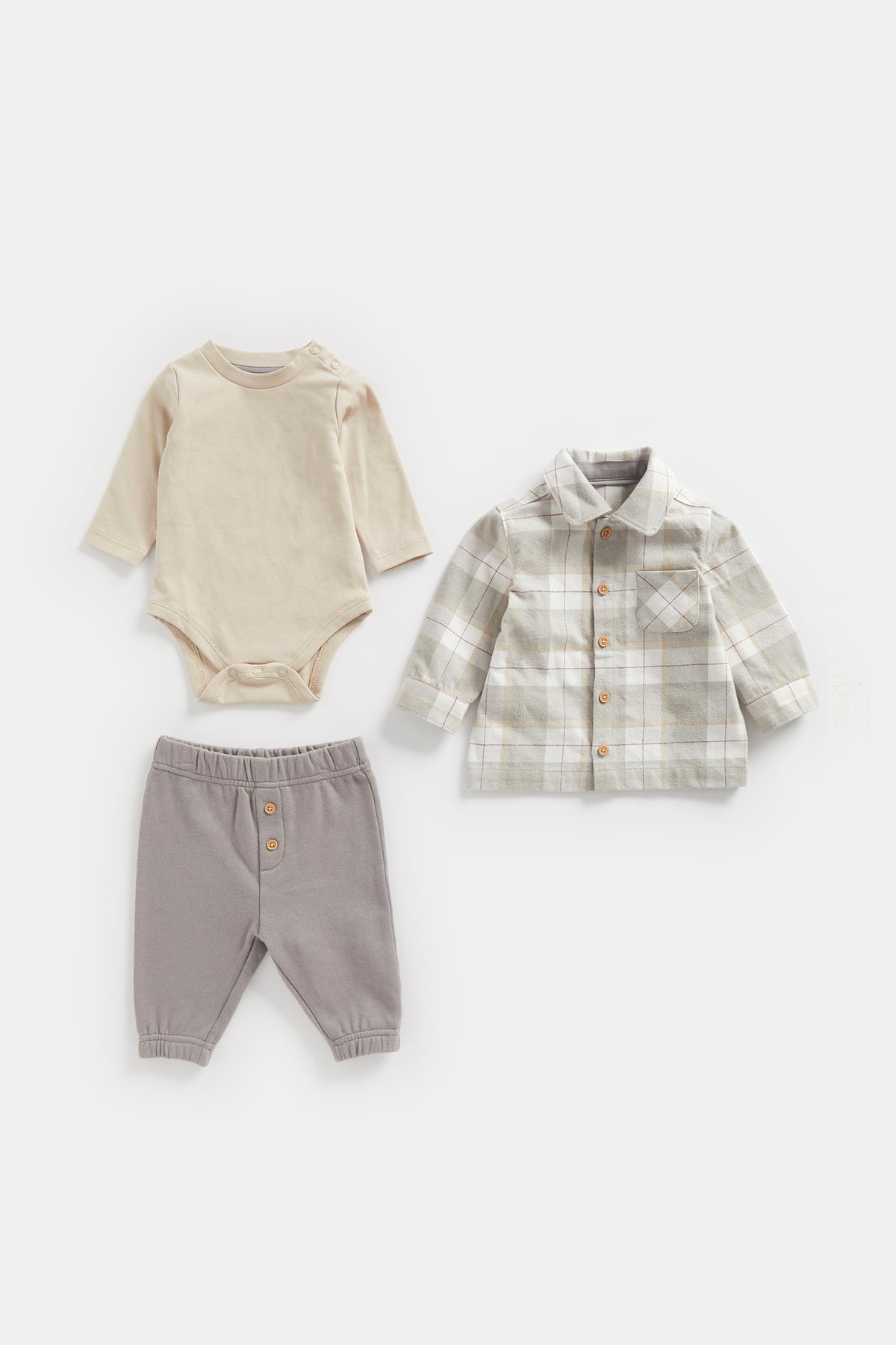 Check Shirt, Joggers and Bodysuit Set