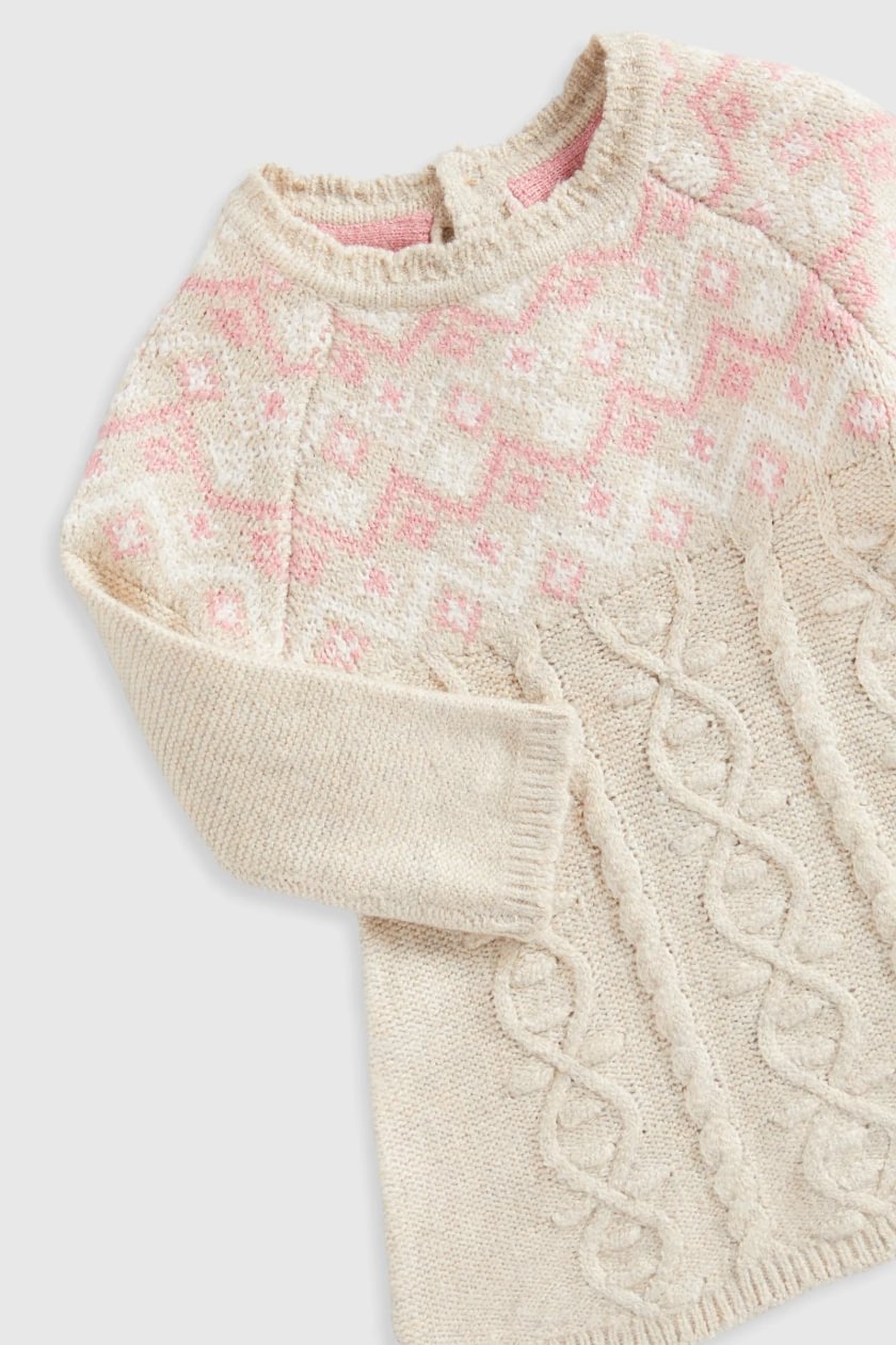 Fair Isle Knitted Dress and Tights Set