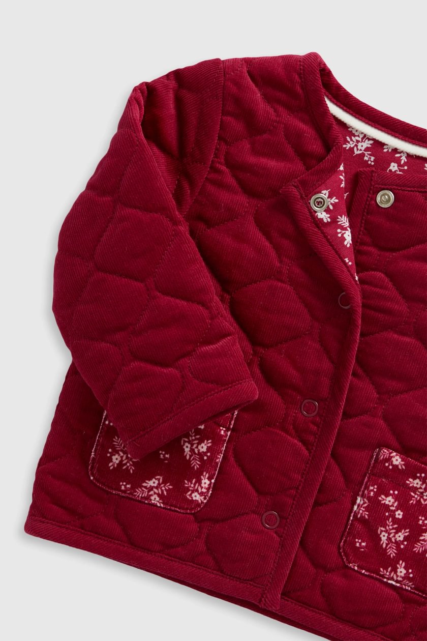 Berry Quilted Cord Jacket