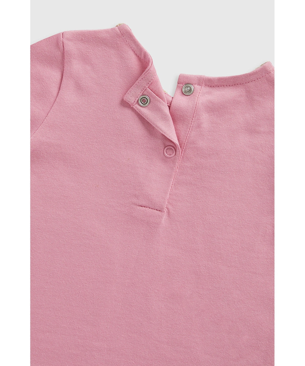 Pink T-Shirt with Crochet Collar