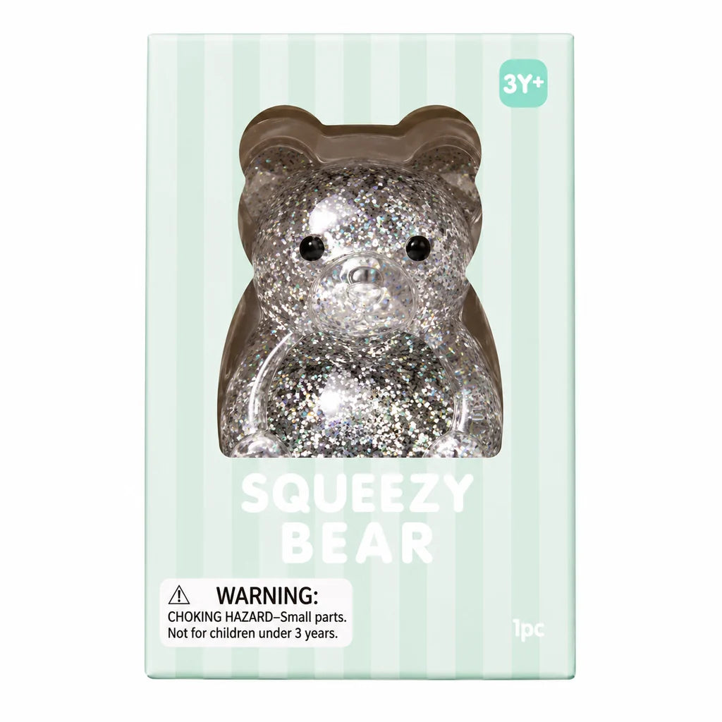 J'adore Glitter Squeezy Bear - Silver