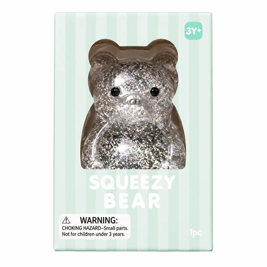 J'adore Glitter Squeezy Bear - Silver