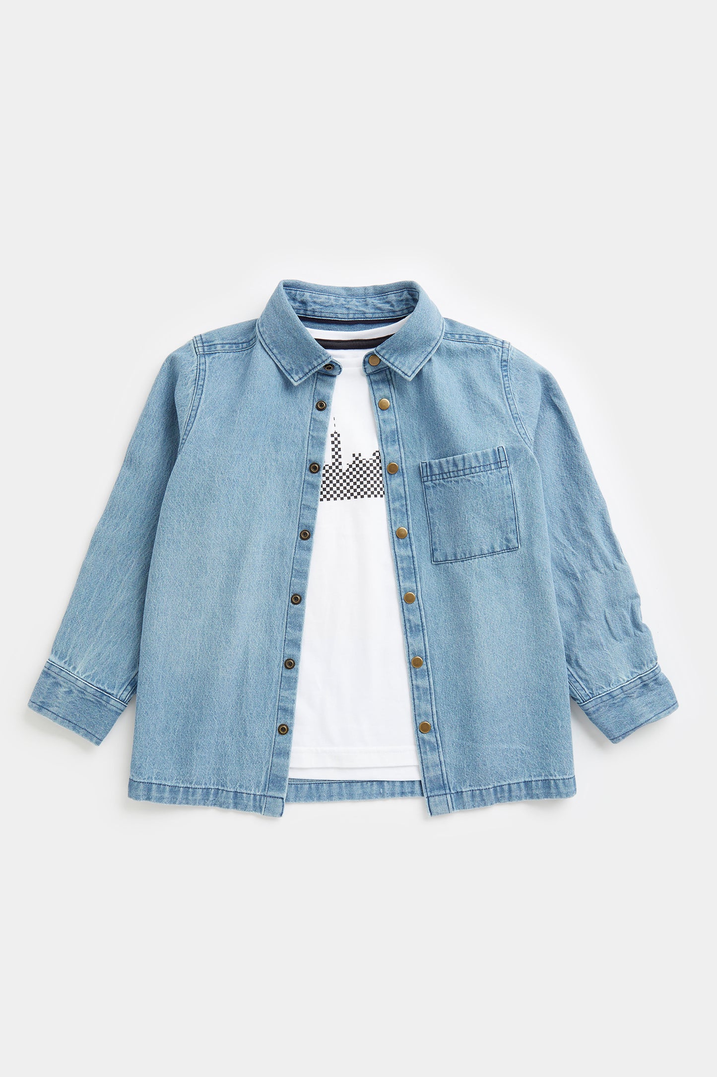 Denim Shirt and T-Shirt Set