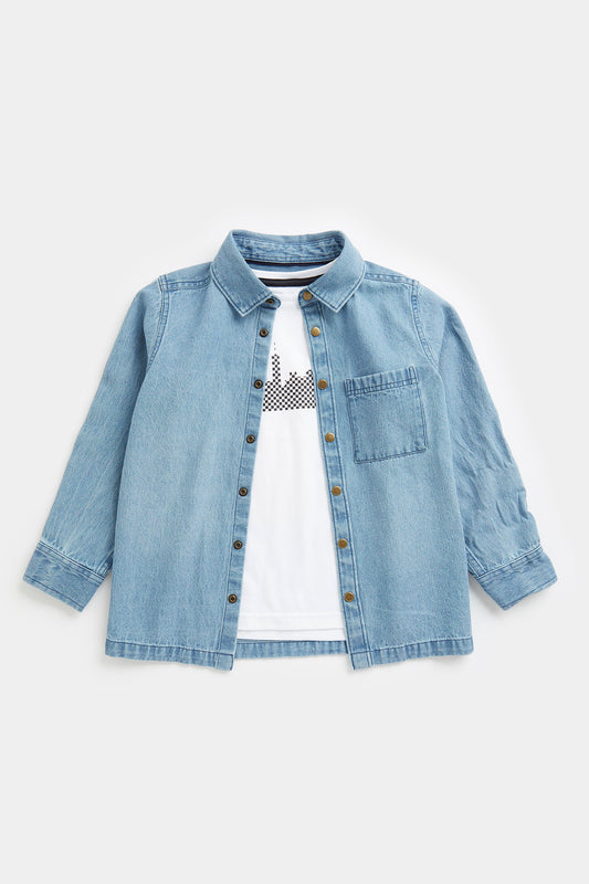 Denim Shirt and T-Shirt Set