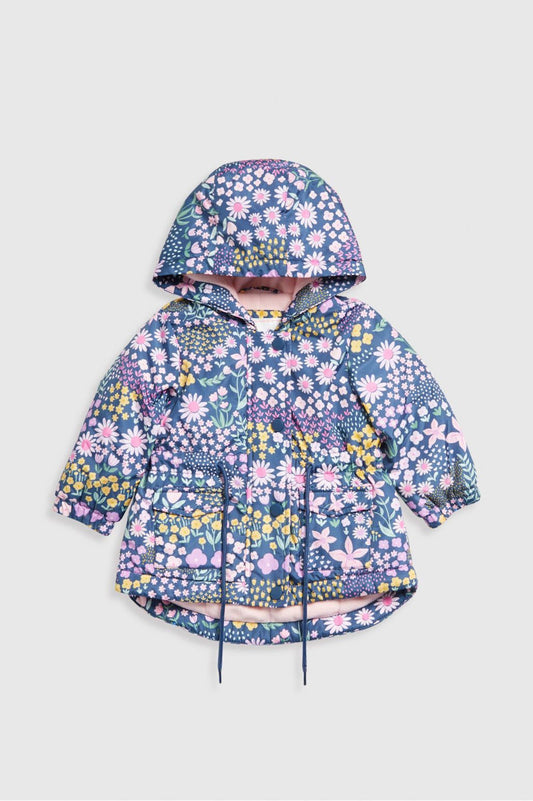 Navy Floral Mac Coat