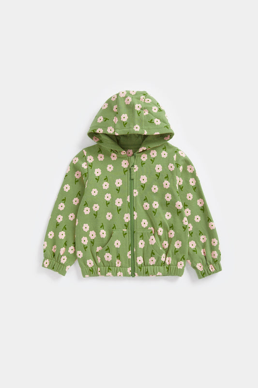 Green Flower Zip-Up Hoodie