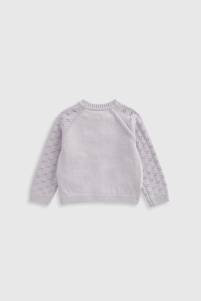 Lilac Swan Knitted Cardigan