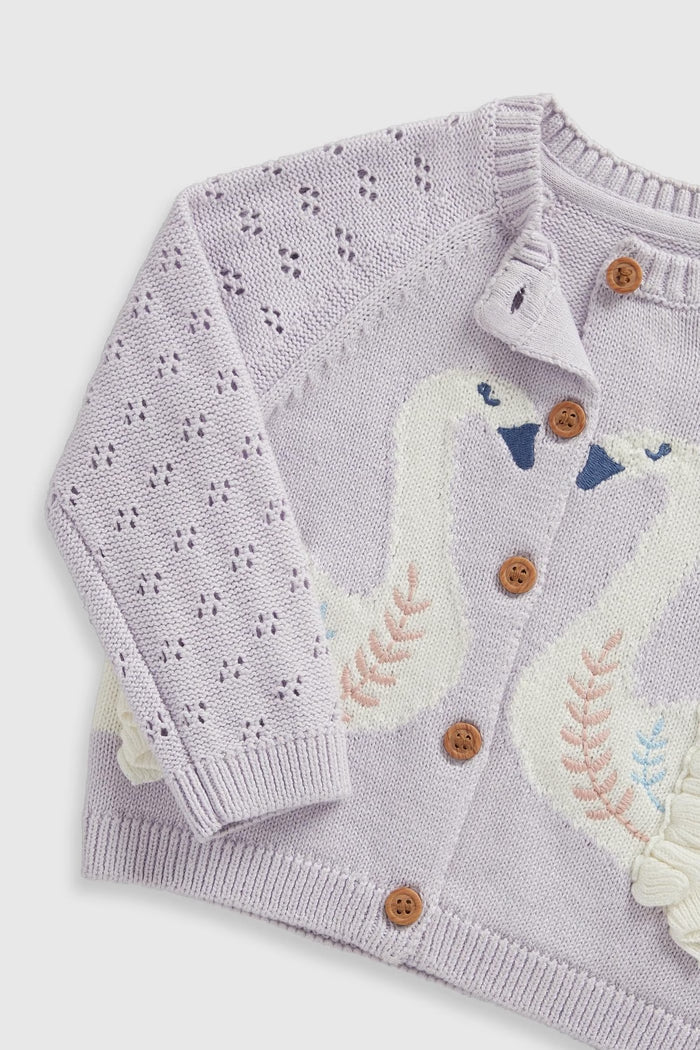 Lilac Swan Knitted Cardigan