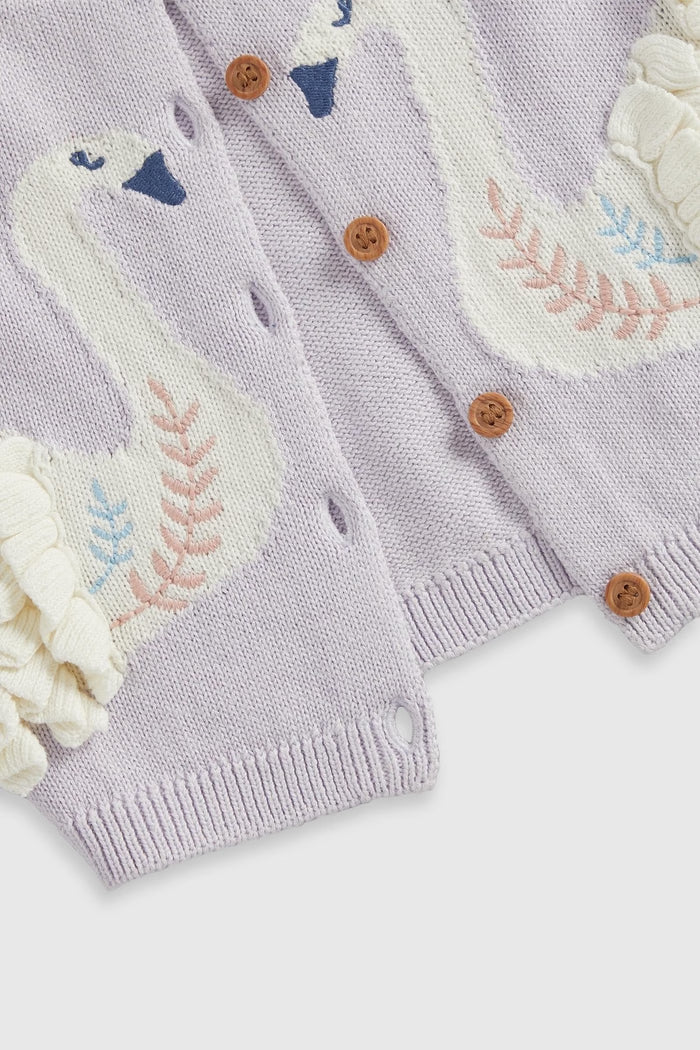 Lilac Swan Knitted Cardigan