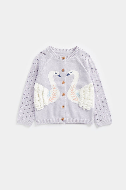 Lilac Swan Knitted Cardigan