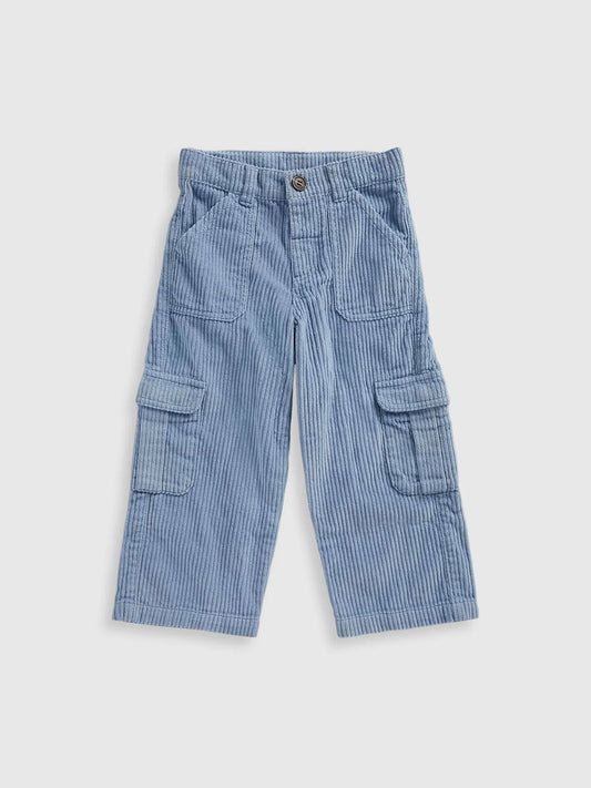 Blue Wide-Leg Cord Trousers