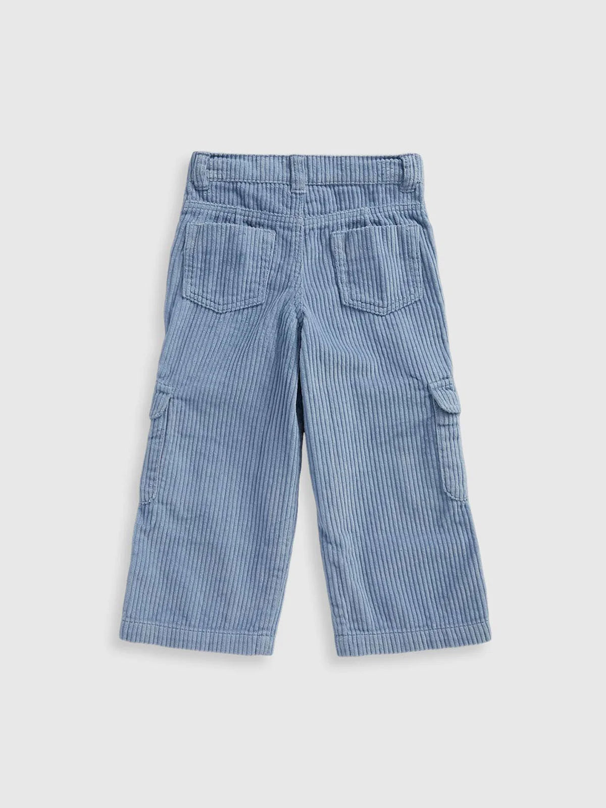 Blue Wide-Leg Cord Trousers