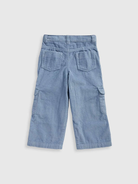 Blue Wide-Leg Cord Trousers