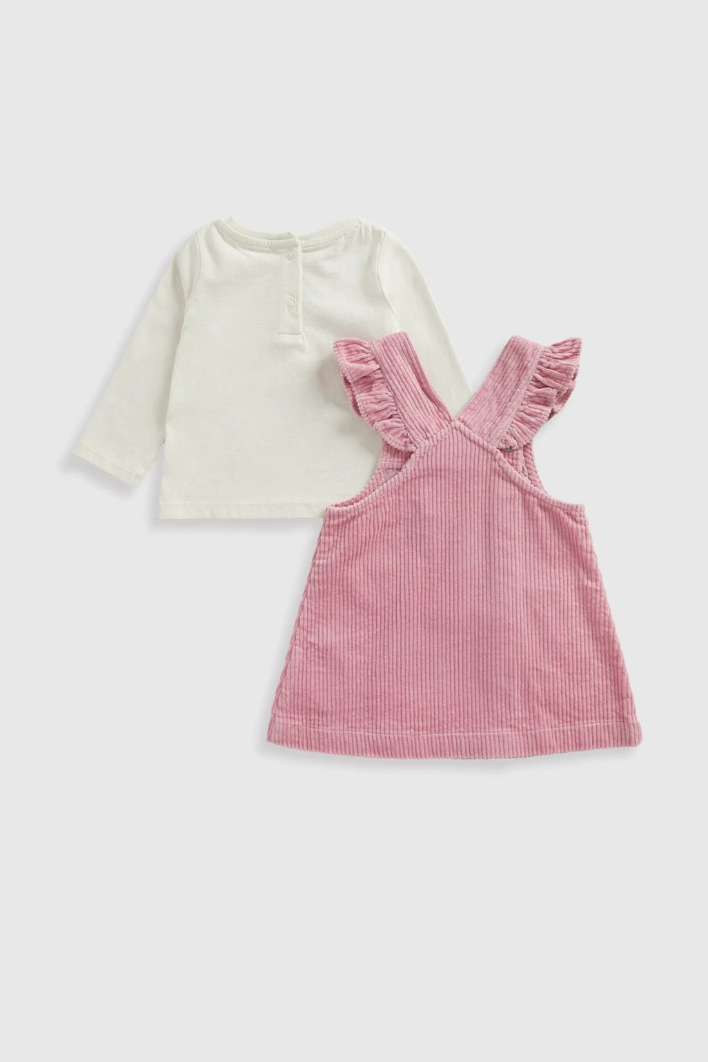 Pink Cord Pinny, Blouse and Tights Set