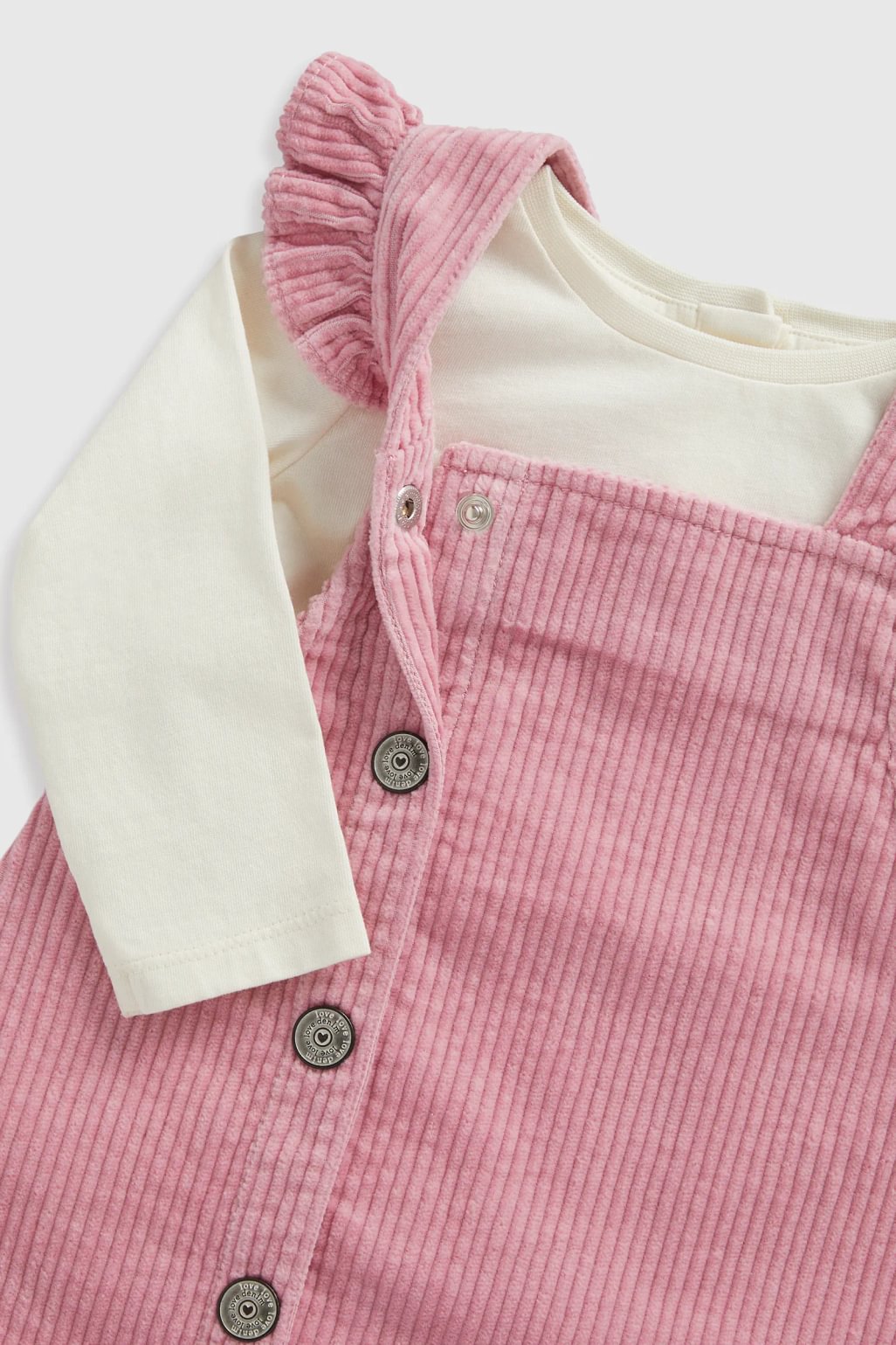 Pink Cord Pinny, Blouse and Tights Set