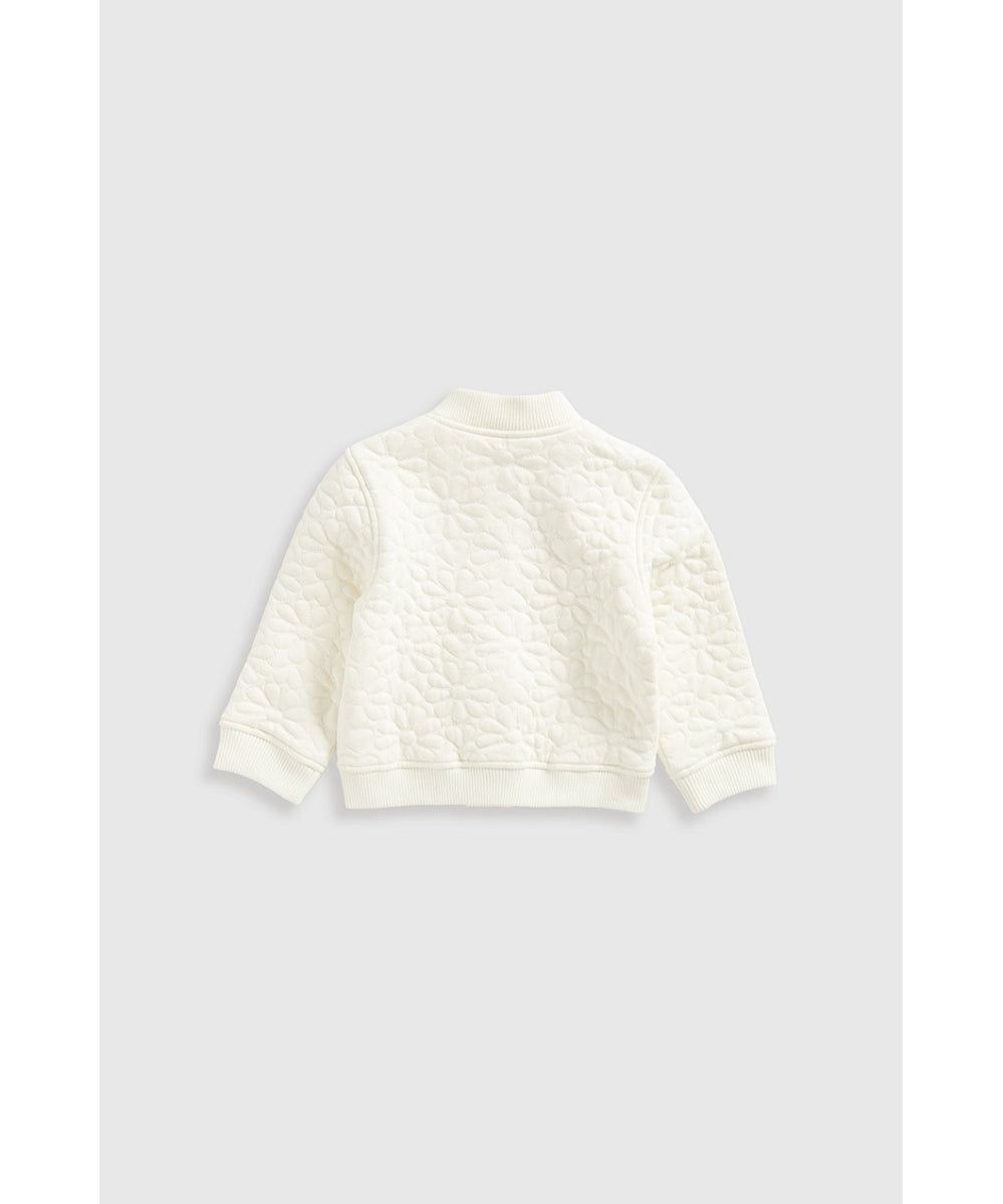 Cream Quilted Bomber Jacket