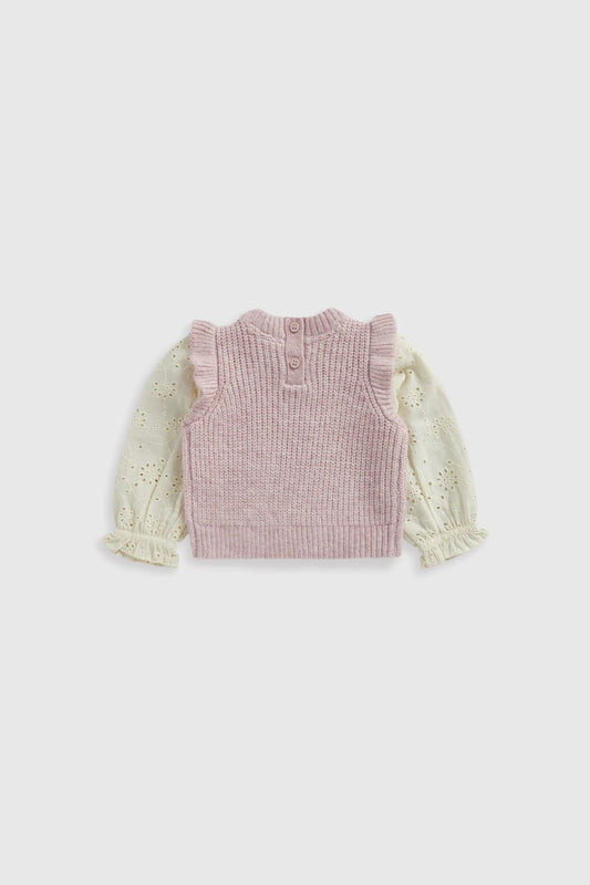 Pink Knitted and Woven Tank Top