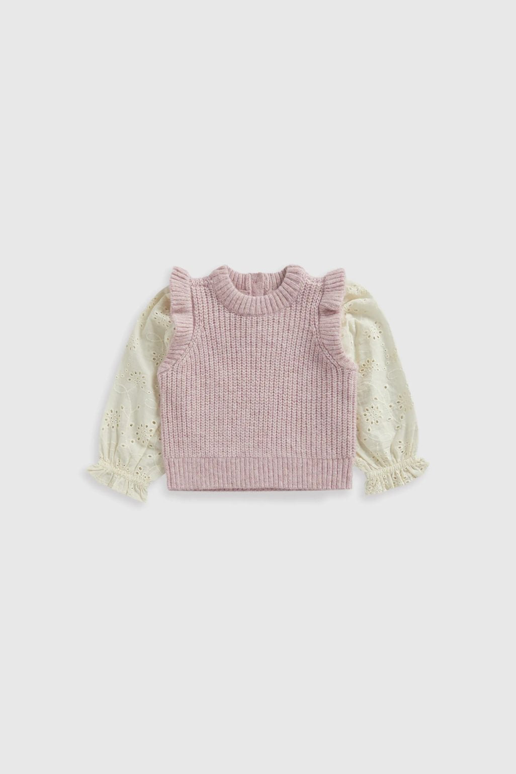 Pink Knitted and Woven Tank Top