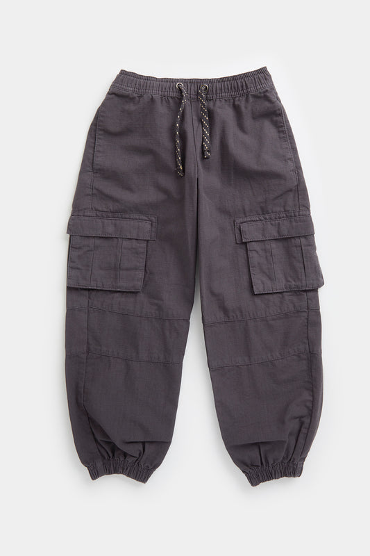 Black Wash Cargo Trousers