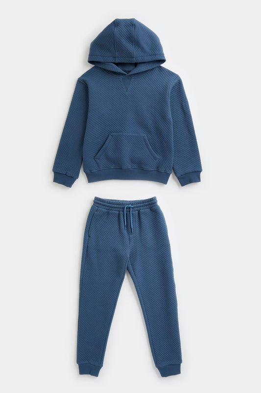 Blue Quilted Jog Set