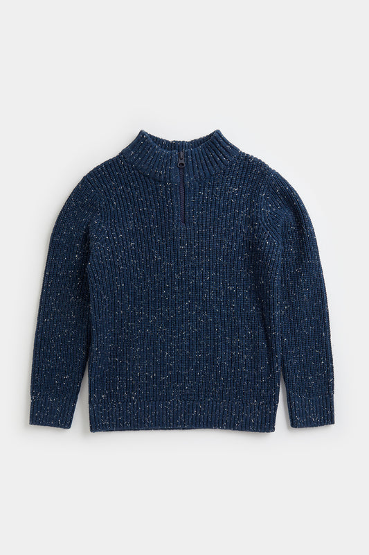 Navy Knitted Jumper with Zip