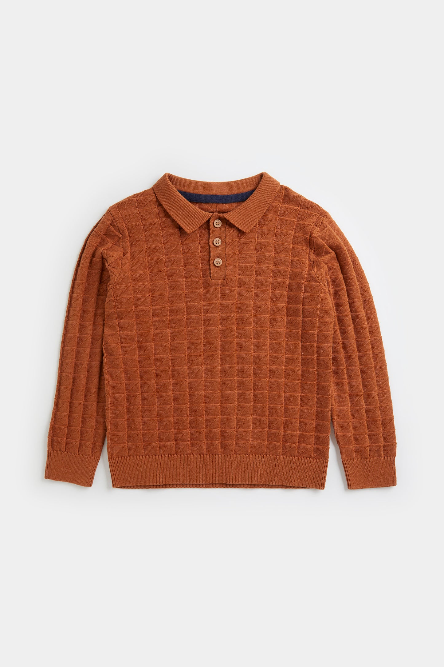 Brown Knitted Polo Top