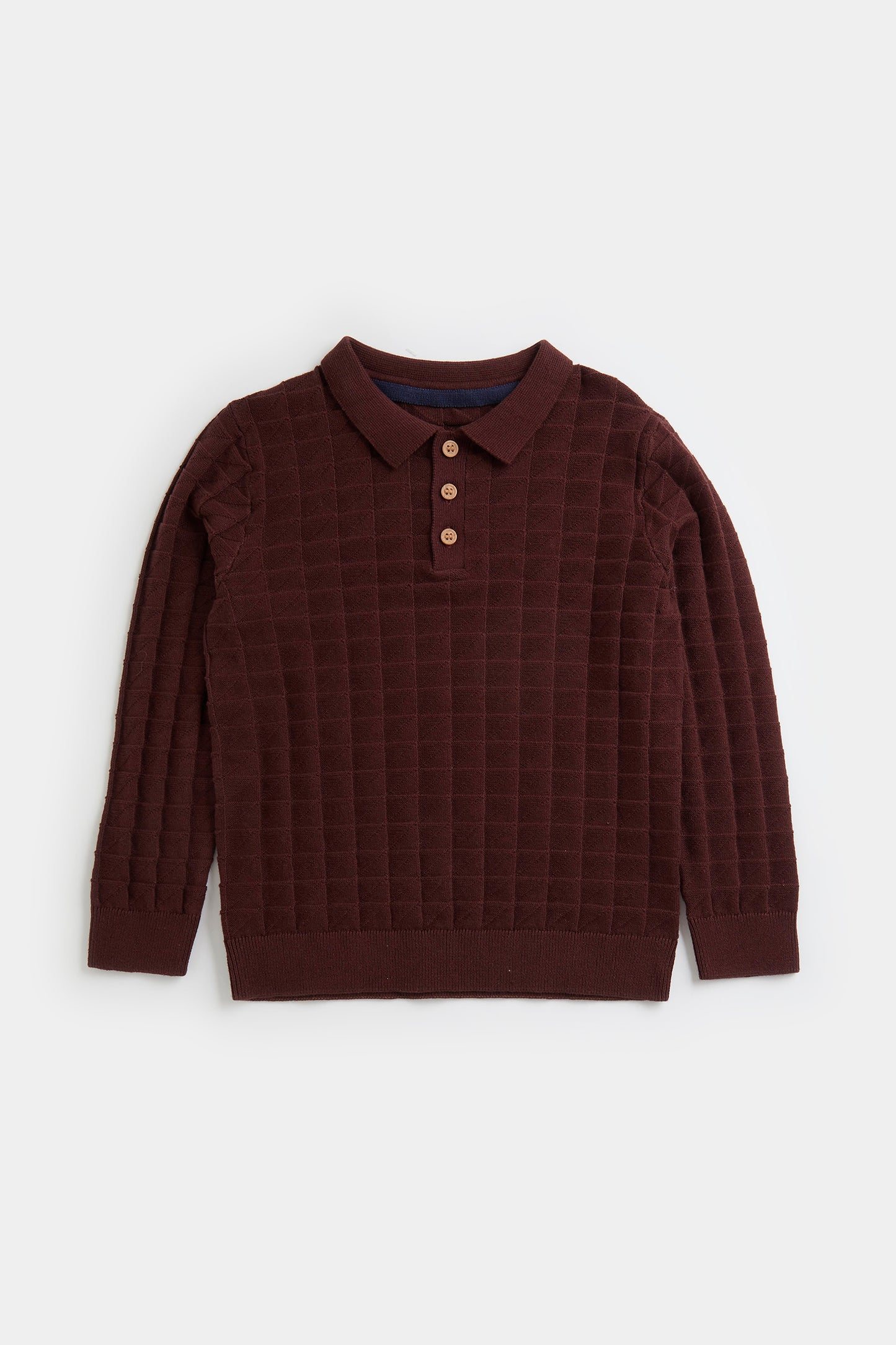 Burgundy Knitted Polo Top